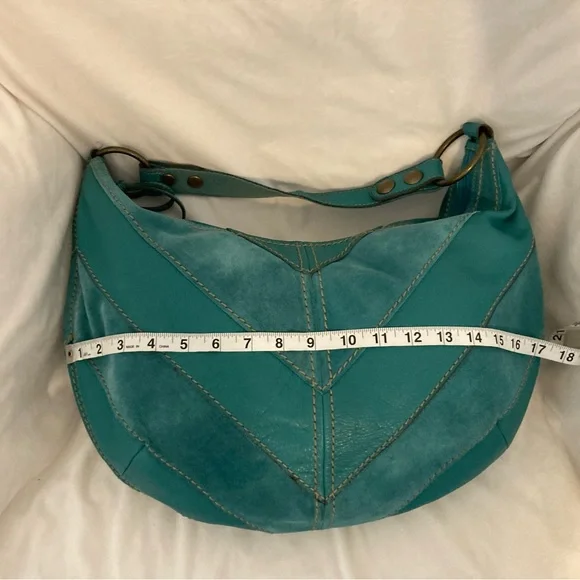 FOSSIL Soft Leather Tote Shoulder Bag in Aqua Color - Picture 3 of 10